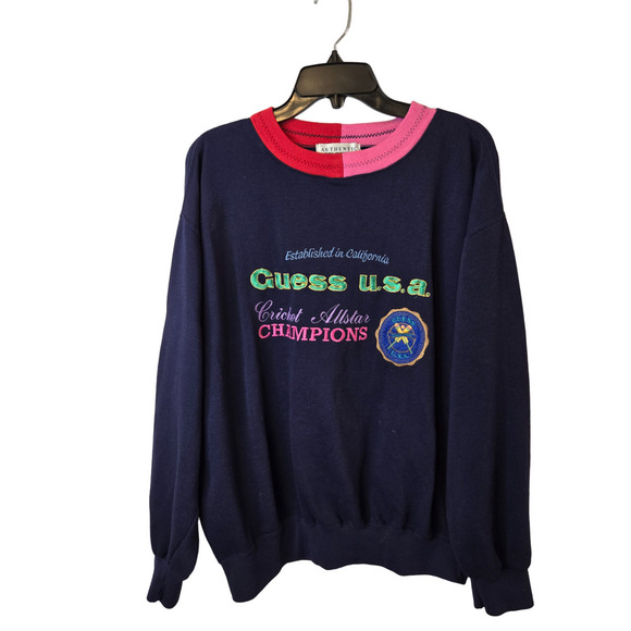 Vtg Guess Classic Navy Cricket All-Star Championship Comfy Men's Sweatshirt M - Picture 1 of 7